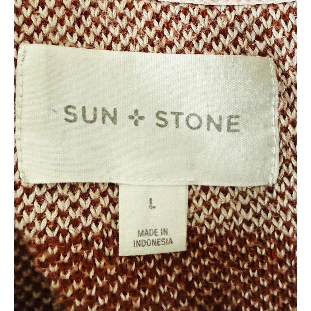 SUN + STONE Mens Multicolor Aztec Knit Cardigan Cotton Button Up, L